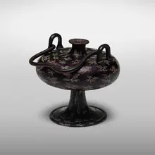 Murrine vessel by Fratelli Toso, c. 1910, internally decorated glass with floral murrine and applied details, sold Mar 2023