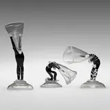 Colpo di Vento goblets, set of three by Fulvio Bianconi, 1983, transparent glass with applied lattimo details, sold Mar 2023