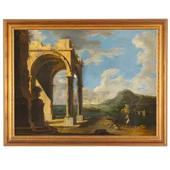 Veduta costiera di fantasia con architettura classica by Gennaro Greco, oil on canvas, offered Oct 2026