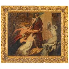 Parigi, 1808 - 1878 / Il ratto di Persefone / Firmato L Riesener in basso a sinistra by Léon Riesener, oil on cardboard, offered Oct 2026