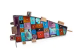 Untitled by Earl Pardon, enamel collage motif brooch in sterling silver and 14k yellow gold, sold Sep 2025