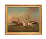 Untitled - Three Riders on Horses by Samuel Henry Alken, oil on canvas, sold Oct 2025