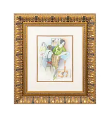 Casual Pose by Itzchak Tarkay, watercolor and mixed media on paper, sold Oct 2025