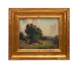 Untitled - Hillside Landscape by George M. Bruestle, oil on thin board, sold Oct 2025