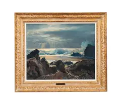 Rocks by Frederick Judd Waugh, oil on canvas artists board, sold Oct 2025