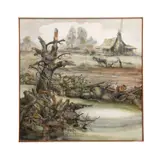 Untitled - Farm Landscape Scene by Forrest Jacobs, oil on canvas, sold Oct 2025