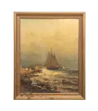 Untitled - Coastal Ship Scene -1878 by Mauritz de Haas, oil on canvas, sold Oct 2025