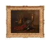 Untitled - Still Life with Strawberries- late 19th / early 20th century by Paul Foret, oil on canvas, sold Oct 2025