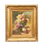 Untitled - Floral Still Life with Roses - 1917 by Georges Jeannin, oil on canvas, sold Oct 2025