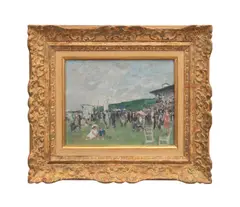 Unilted - Figures at Auteuil Derby by François Gall, oil on canvas, sold Oct 2025