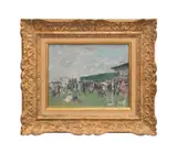 Unilted - Figures at Auteuil Derby by François Gall, oil on canvas, sold Oct 2025