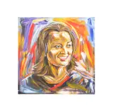 Untitled - Portrait of a Brunette Woman by Steve Lyall Penley, acrylic on canvas, sold Oct 2025