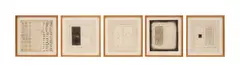 Portfolio of five engravings from Burial Mound series. "Little Line ll" - 1976 by Pat Steir, engraving and drypoint on paper, sold Oct 2025