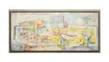 Untitled - Cubist Style Still Life - 1958 by Paul Winthrop Wood, oil on masonite, sold Oct 2025