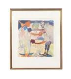 b. 1957). "Boxers" - 1993 by Charles Keiger, watercolor and mixed media on paper, sold Oct 2025