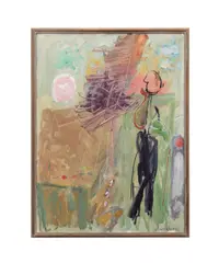 Untitled - (Composition in Green and Pink) by Avigdor Stematsky, 1971, oil on canvas, sold Oct 2025