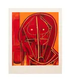 Mask by LeRoy Clarke, 1977, lithograph on paper, sold Oct 2025