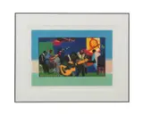 Jamming at the Savoy" - 1981-1982 by Romare Howard Bearden, etching with aquatint on paper, sold Oct 2025