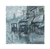 Untitled - Rainy Street Scene - 1974 by Cesar Buenaventura Y Espinosa, oil on canvas, sold Oct 2025