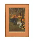 Into the Woods" (Hayashi) - 1955 by Shiro Kasamatsu, woodblock print on paper, sold Oct 2025