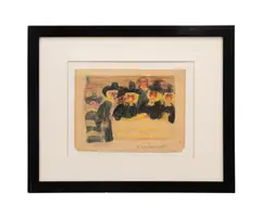A. Rembrandt by Justin McCarthy, crayon and mixed media on paper, sold Oct 2025