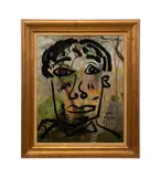 Untitled - Abstract portrait over landscape by Peter Keil, oil on canvas, sold Oct 2025