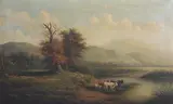 Pastoral Landscape Painting by J. Walther, oil on canvas, sold Aug 2023