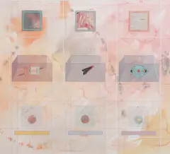 Untitled by David Welch, mixed media with collage on paper, sold Aug 2023