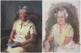 Portrait of Josephine Myers by Bernie Felch, oil on canvas together with oil on canvas panel study, sold Aug 2023