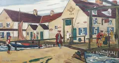 Blue Anchor Inn" depicting the historic inn in Philadelphia by Antonio Martino, oil on canvas after the original print by James Preston (1873-1962), sold Aug 2023