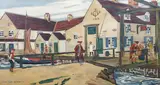 Blue Anchor Inn" depicting the historic inn in Philadelphia by Antonio Martino, oil on canvas after the original print by James Preston (1873-1962), sold Aug 2023