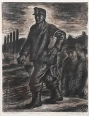 Untitled by Julius T. Bloch, Lithograph "Coal Miner" lithograph on paper, sold Aug 2023