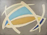 large abstract painting "Paros by Emlen Etting, oil on canvas, sold Sep 2023