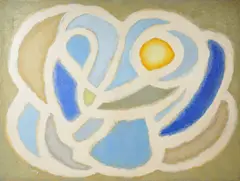 large abstract painting "Cycladic Peregrination by Emlen Etting, oil on canvas, sold Sep 2023
