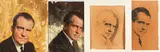 (4) Portraits of Richard Nixon by Mark Miller, gouache portrait paintings, sold Sep 2023