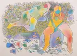 painting "Resting Nudes by Gregorio Prestopino, watercolor and pencil, sold Sep 2023