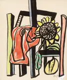 Composition au Tournesol, 1953 by Fernand Léger, gouache on paper laid on canvas, sold Nov 2024