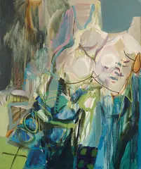 Blue Leotard, 1961 by Tom Hodgson, oil on linen, sold Nov 2024