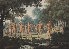 War Dance #1, 1804 by George Heriot, watercolour over graphite on paper, laid down on card, sold Nov 2024