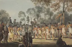 Dance of Indian Women, circa 1805 by George Heriot, watercolour over graphite on paper, laid down on card, sold Nov 2024