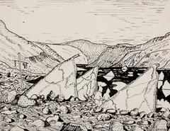 Etah, circa 1927 by Frederick Grant Banting, ink drawing, sold Nov 2024