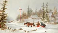 Winter, the Wayside Shrine by Cornelius Krieghoff, oil on canvas, sold Nov 2024