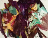 Sans titre, circa 1962 by Marcelle Ferron, oil on canvas on board, sold May 2025