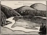 Northern Lake, circa 1925 by Lawren Harris, ink and graphite, sold May 2025
