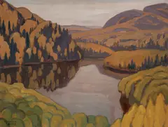 Northern Lake, 1922 by Lawren Harris, oil on wood, sold May 2025