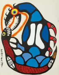 Protection of the Young, 1973 by Norval Morrisseau, acrylic on board, sold May 2025