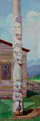 Pole of Harhu, Kispiox, 1912 by Emily Carr, oil on board, sold Nov 2025
