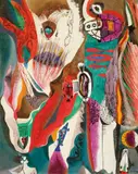 Chasse sous-marine, 1958 by Alfred Pellan, oil and silica on board, sold Nov 2025
