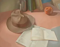 Still Life with Hat, 1955 by Lionel LeMoine FitzGerald, oil on masonite, sold Nov 2025