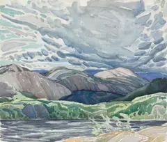 Untitled - La Cloche Stormy Sky by Franklin Carmichael, watercolour, sold Nov 2025